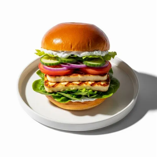 Halloumi Burger With Chips 