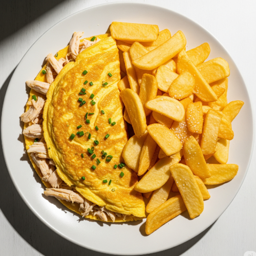 Chicken Omelette With Chips 