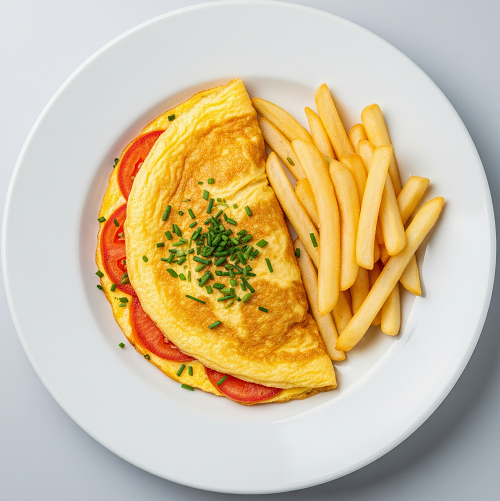 Tomato Omelette With Chips 