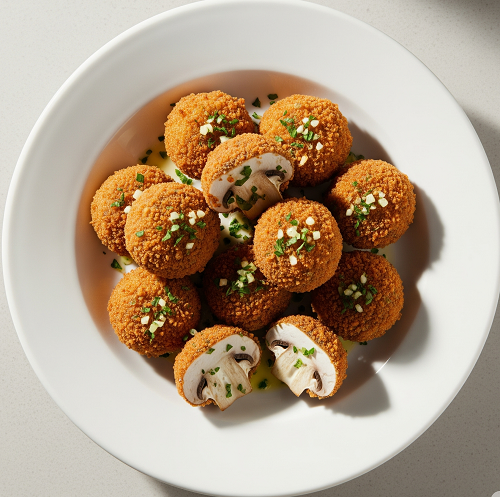 Breaded Mushrooms & Garlic Dip 
